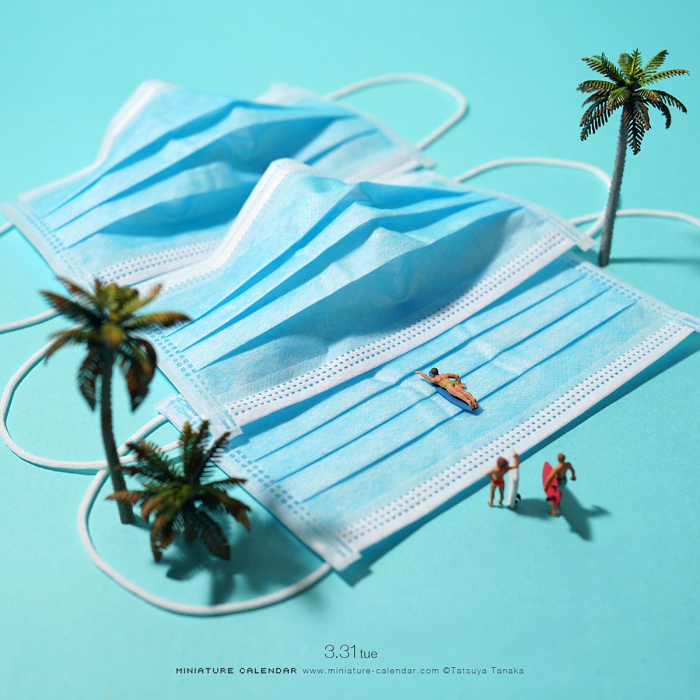 日本微型藝術家田中達也的迷你防疫生活！口罩化身泳池、帳篷| La Vie