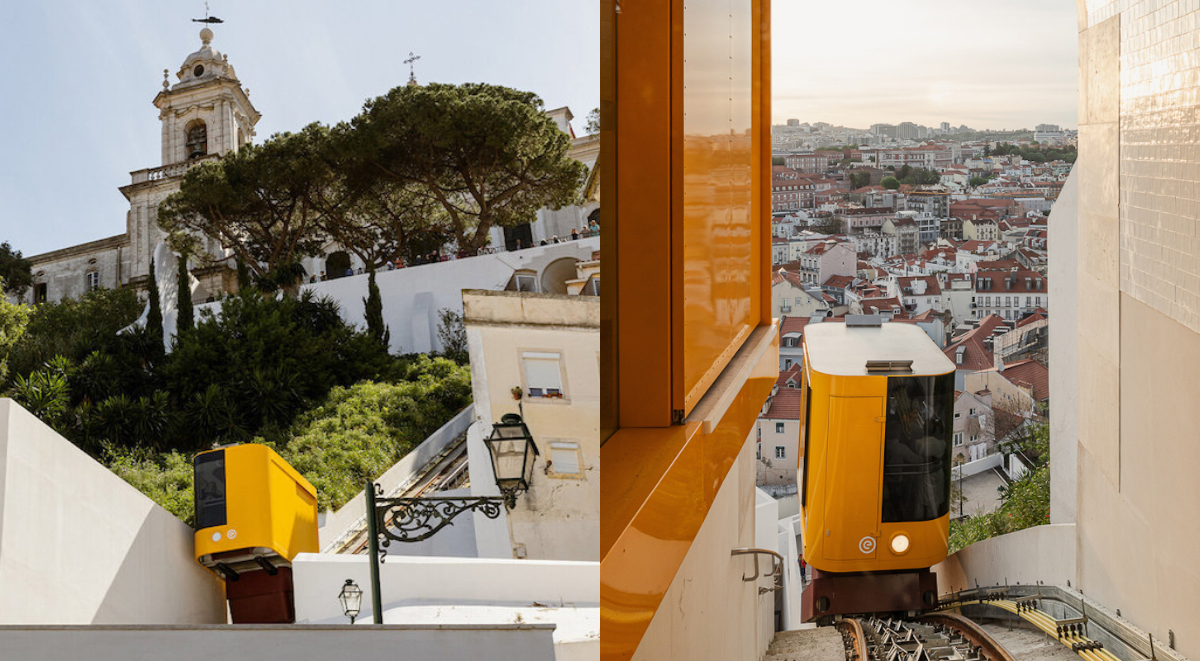 里斯本百年經典爬坡纜車重生：注入當代風格的交通設計，把舊城街景與綠意花園收入旅程之中 | La Vie
