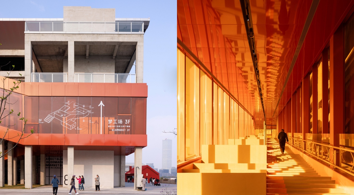 上海舊水泥廠華麗新生！MVRDV以亮橙色動線連結新舊建築，打造「GATE M